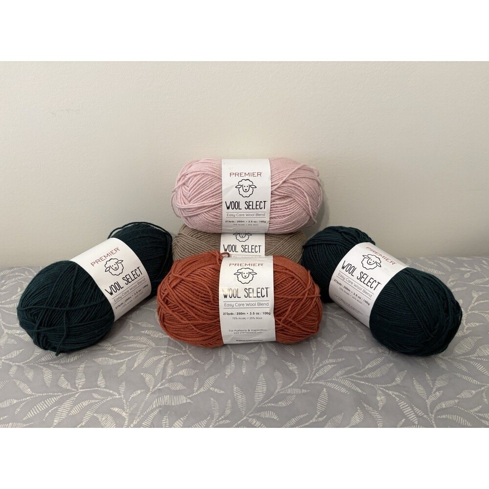 Premier Wool Select 5 Skeins 273yds/250m 3.5oz/100g Ea Sk25% Wool 75% Acrylic